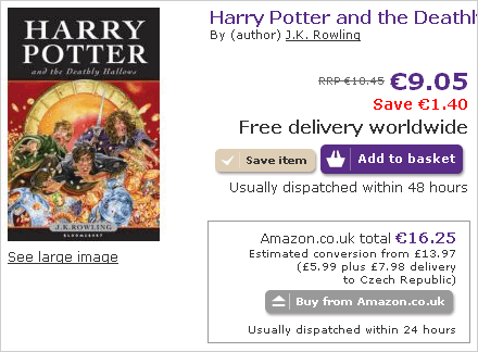 Srovnání cen Amazonu a Book Depository