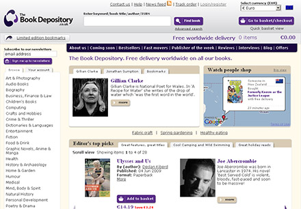 Book Depository - domovská stránka
